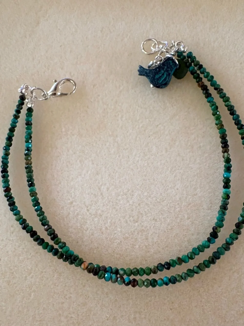 Hubei Turquoise 2 mm Minimalist Double-Strand Bracelet - Picture 2 of 4